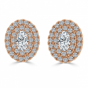 oval halo diamond earrings