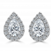 single silver diamond halo earrings