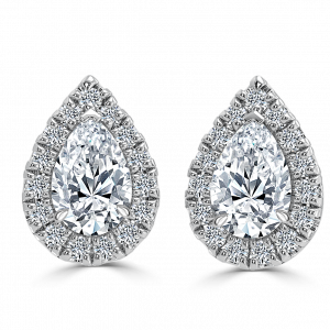 single silver diamond halo earrings