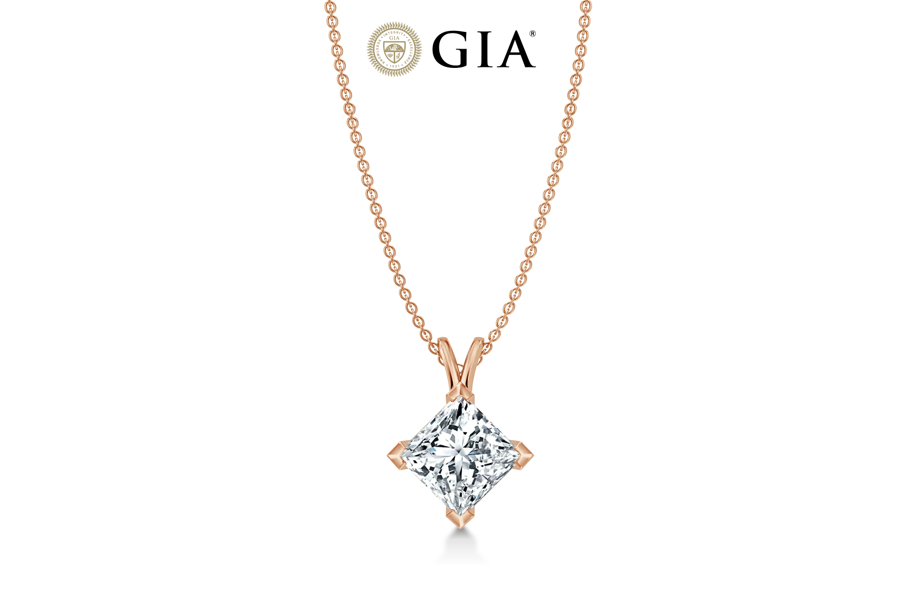 360° necklace Princess cut diamond - white gold - La Brune et la Blonde